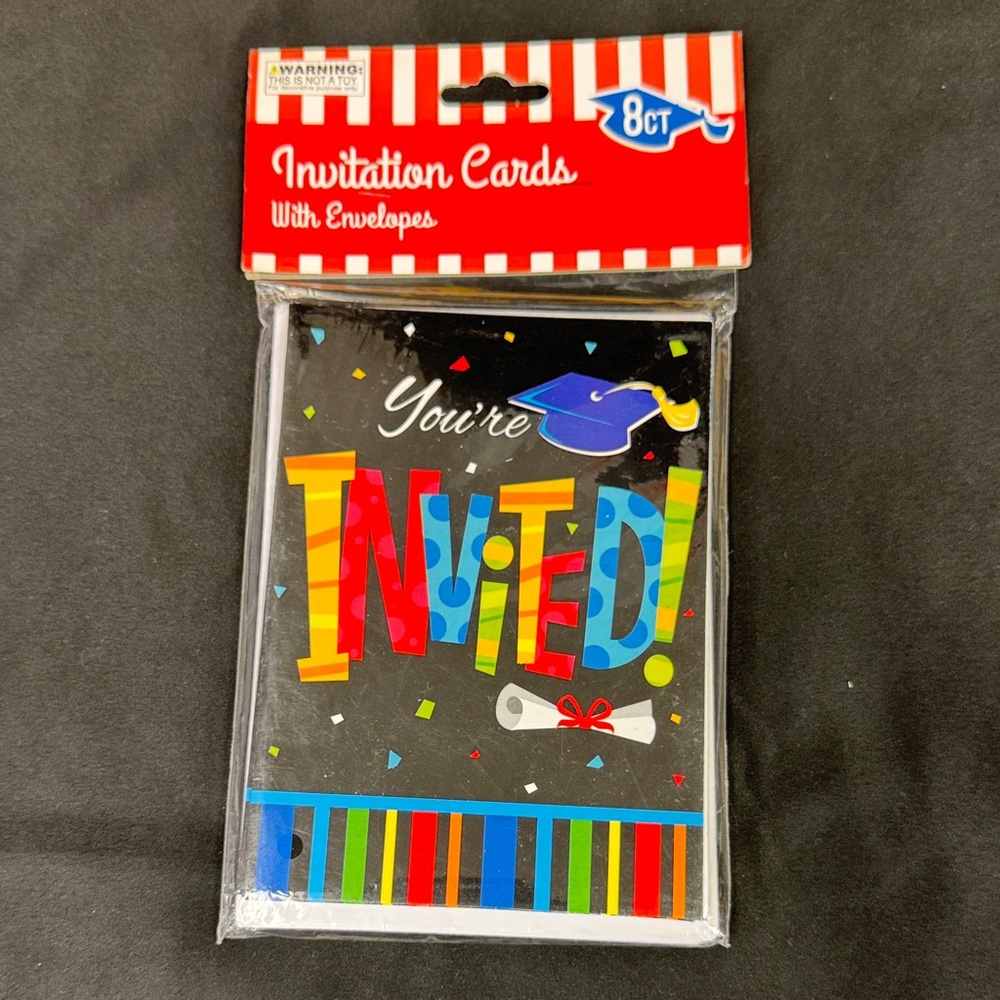 Momentum Brands Graduation Invitation Cards with Envelopes - Multicolor 8 count